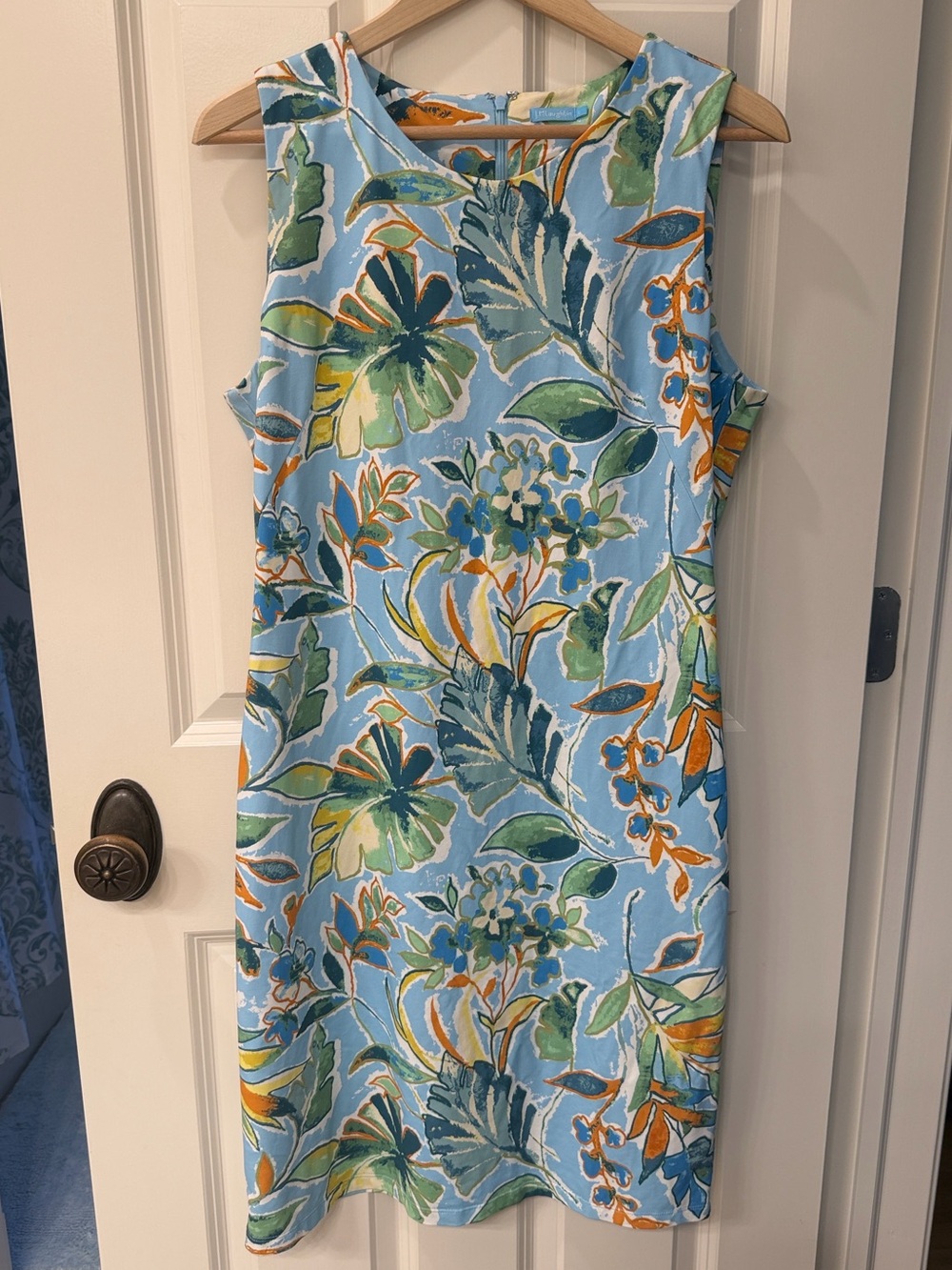 J. McLaughlin Light Blue Floral Catalina Cloth Dress